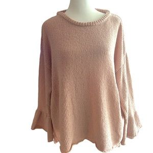 Knox Rose Women’s Dusty Rose Pink Soft Sweater Flared Sleeves Small Soft